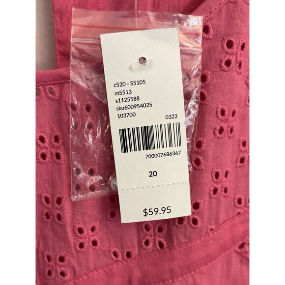 LANE BRYANT Classic Eyelet Mix Tee Women 20 Pink Gin Fizz SS Ruffle Cotton - Picture 9 of 13